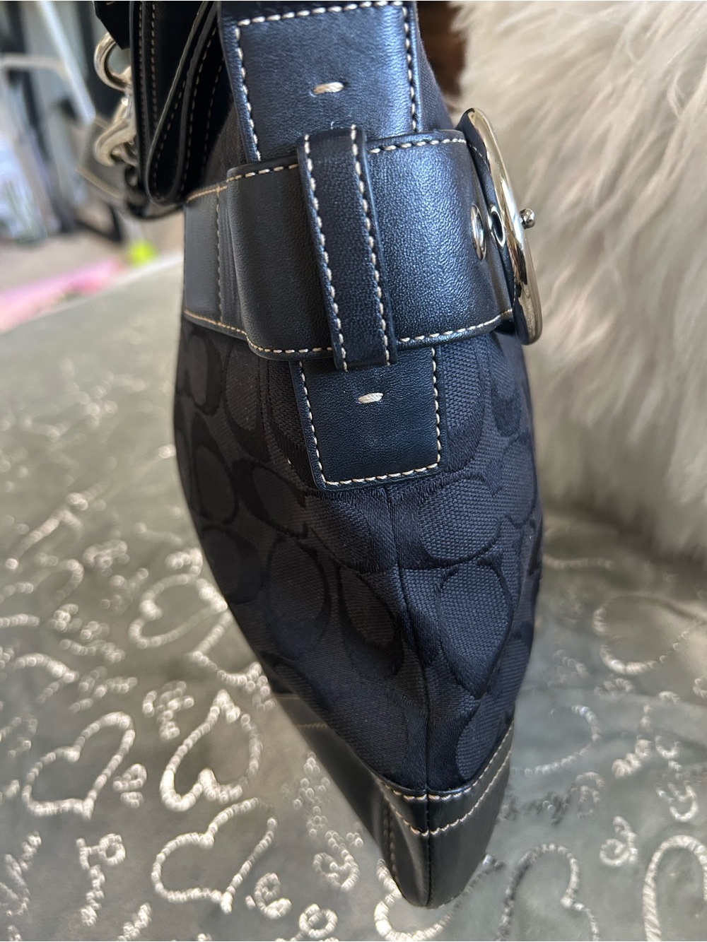 New Vintage Y2K Coach Soho Slim Duffle bag with signature C Jacquard -Black - Picture 4 of 10
